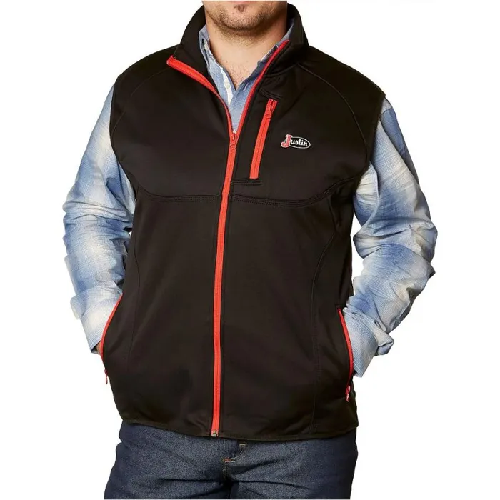 Outerwear Men Justin Boots FullZip Tech Vest Black