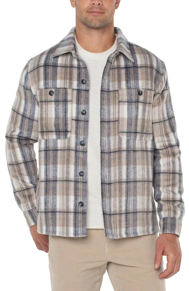 OVERSHIRTS Men Liverpool Los Angeles SHIRT JACKET Cream Grey Multi