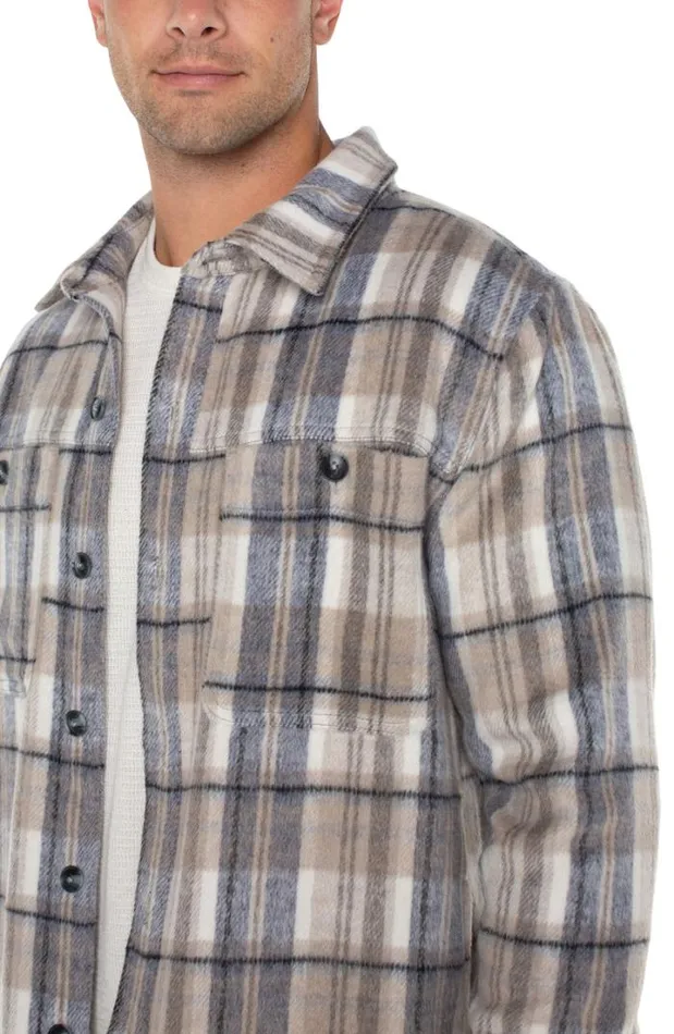 OVERSHIRTS Men Liverpool Los Angeles SHIRT JACKET Cream Grey Multi
