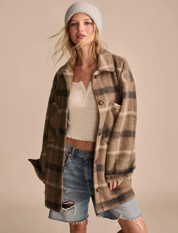 Oversized Plaid Shirt Jacket Light Brown Plaid Women Lucky Brand Jackets and Outerwear Oversized Plaid Shirt Jacket Light Brown Plaid Women Lucky Brand Jackets and Outerwear