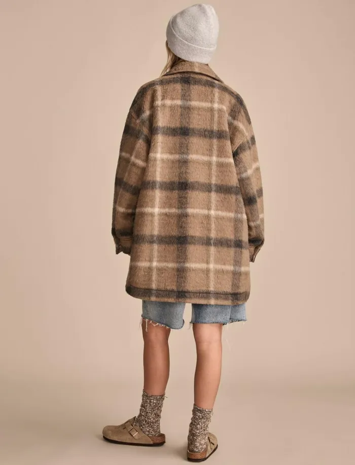 Oversized Plaid Shirt Jacket Light Brown Plaid Women Lucky Brand Jackets and Outerwear