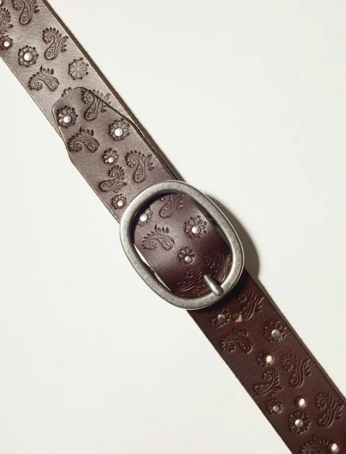 Paisley Stud Belt Dark Brown Women Lucky Brand Belts
