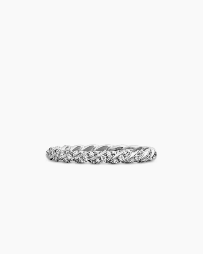 Pav Petite Band Ring In 18K White Gold 28mm Women David Yurman Band