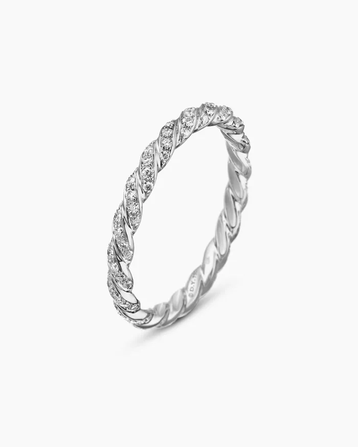 Pav Petite Band Ring In 18K White Gold 28mm Women David Yurman Band Pav Petite Band Ring In 18K White Gold 28mm Women David Yurman Band