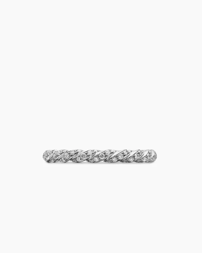 Pav Petite Band Ring In 18K White Gold 28mm Women David Yurman Band Pav Petite Band Ring In 18K White Gold 28mm Women David Yurman Band