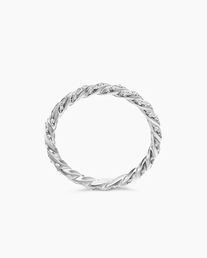 Pav Petite Band Ring In 18K White Gold 28mm Women David Yurman Band Pav Petite Band Ring In 18K White Gold 28mm Women David Yurman Band