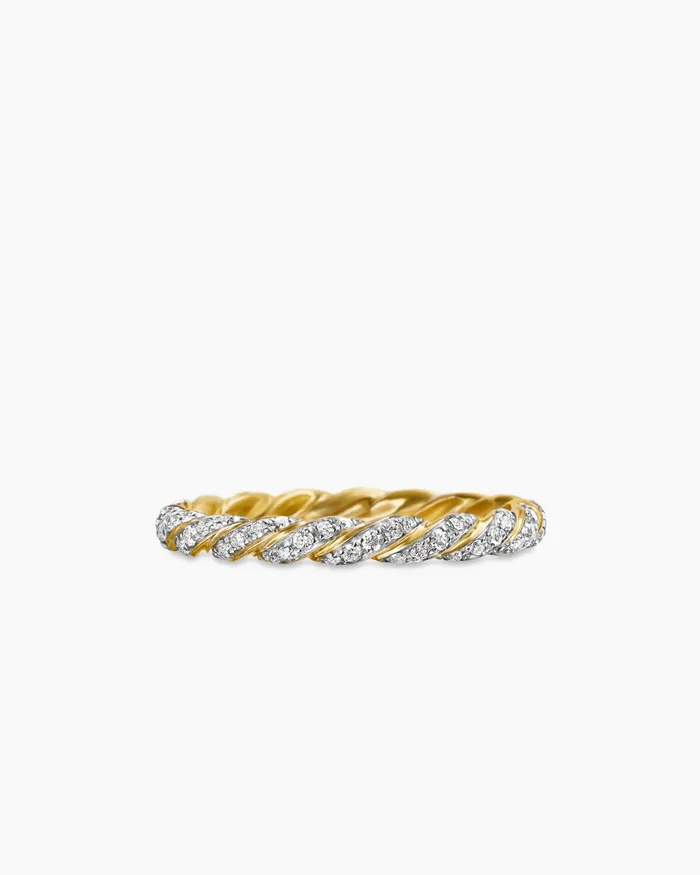 Pav Petite Band Ring In 18K Yellow Gold 28mm Women David Yurman Band
