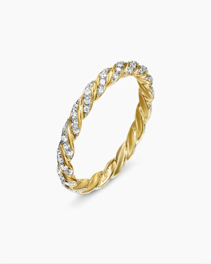 Pav Petite Band Ring In 18K Yellow Gold 28mm Women David Yurman Band Pav Petite Band Ring In 18K Yellow Gold 28mm Women David Yurman Band
