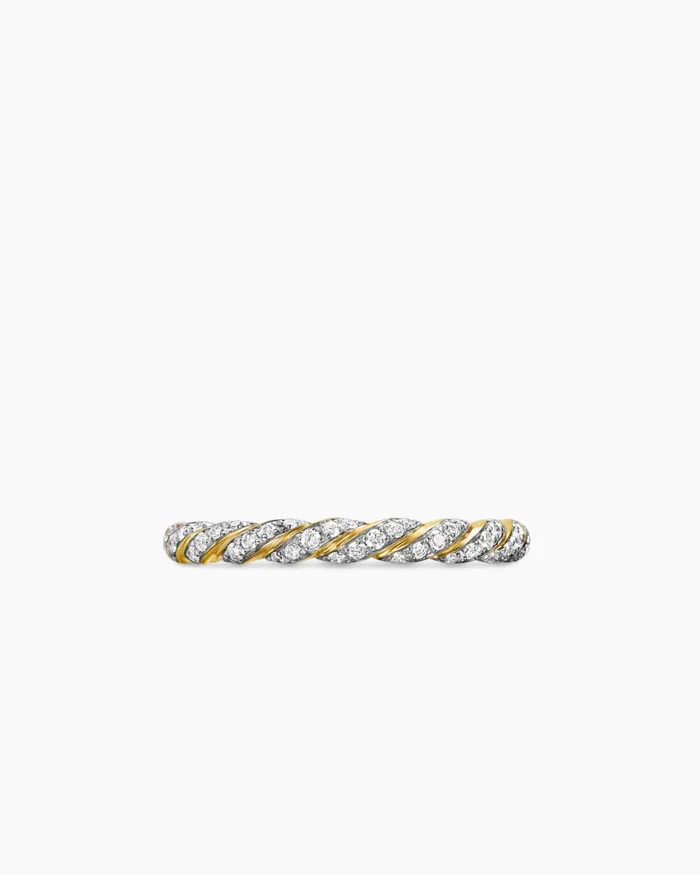Pav Petite Band Ring In 18K Yellow Gold 28mm Women David Yurman Band Pav Petite Band Ring In 18K Yellow Gold 28mm Women David Yurman Band