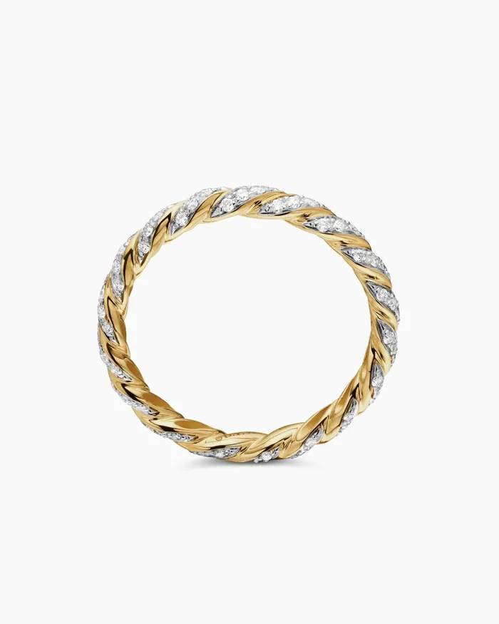 Pav Petite Band Ring In 18K Yellow Gold 28mm Women David Yurman Band Pav Petite Band Ring In 18K Yellow Gold 28mm Women David Yurman Band