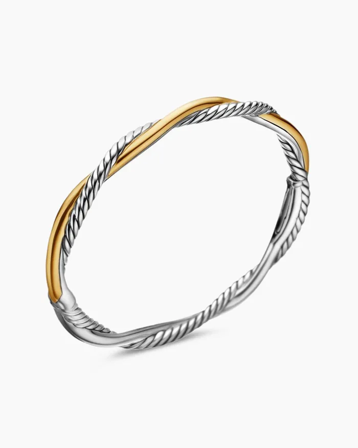 Petite Infinity Bracelet In Sterling Silver With 14K Yellow Gold 44mm Women David Yurman Bangle Petite Infinity Bracelet In Sterling Silver With 14K Yellow Gold 44mm Women David Yurman Bangle