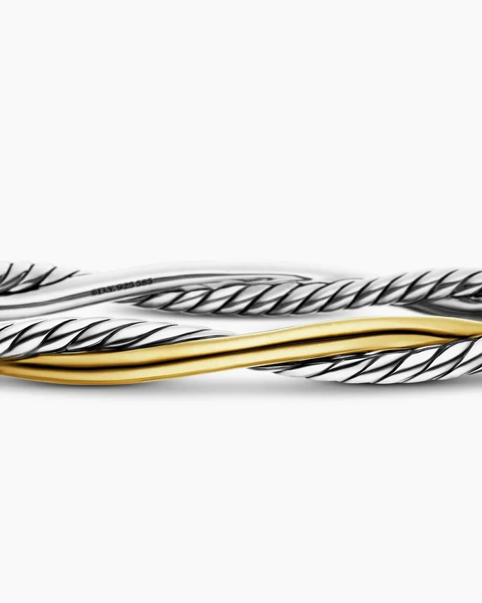 Petite Infinity Bracelet In Sterling Silver With 14K Yellow Gold 44mm Women David Yurman Bangle Petite Infinity Bracelet In Sterling Silver With 14K Yellow Gold 44mm Women David Yurman Bangle