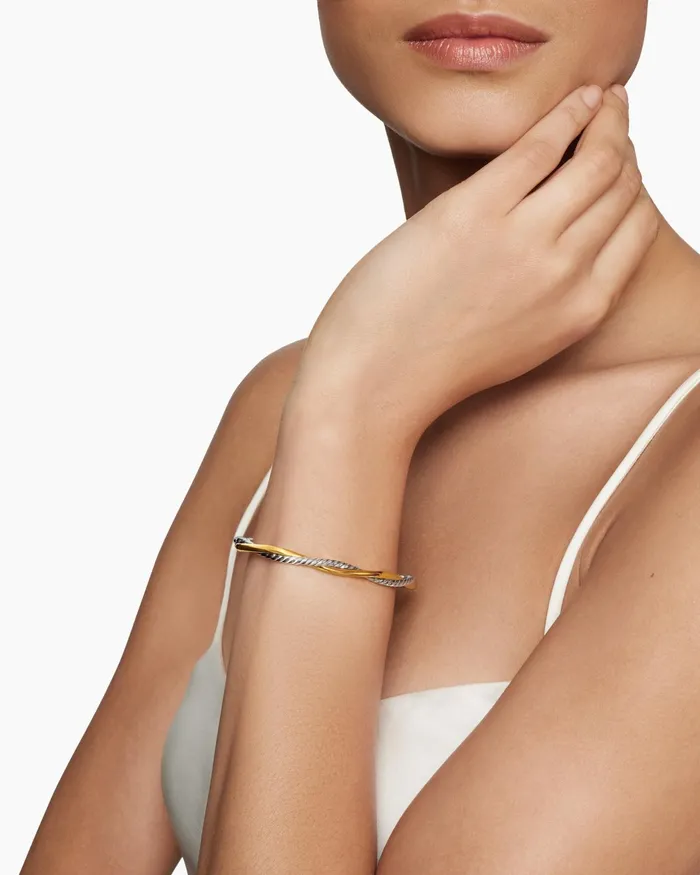Petite Infinity Bracelet In Sterling Silver With 14K Yellow Gold 44mm Women David Yurman Bangle Petite Infinity Bracelet In Sterling Silver With 14K Yellow Gold 44mm Women David Yurman Bangle