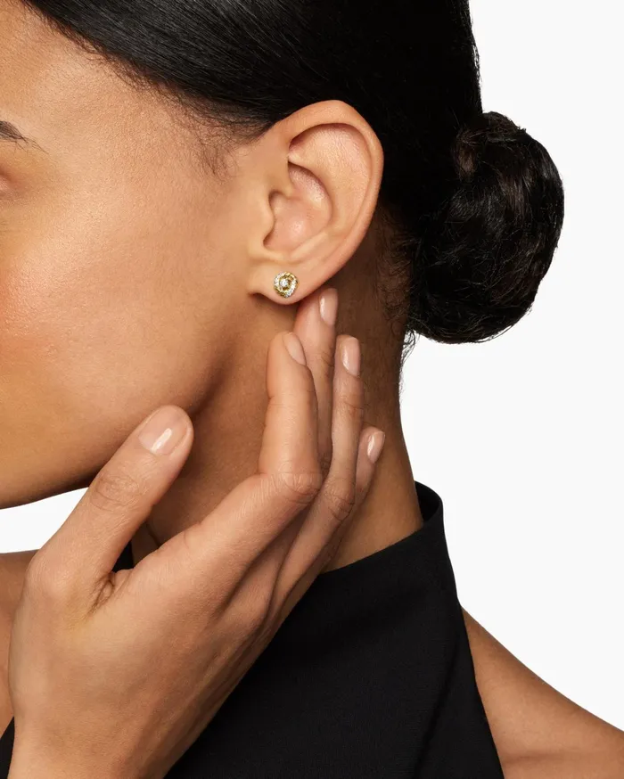 Petite Infinity Stud Earrings In 18K Yellow Gold With Diamonds 78mm Women David Yurman Stud Petite Infinity Stud Earrings In 18K Yellow Gold With Diamonds 78mm Women David Yurman Stud