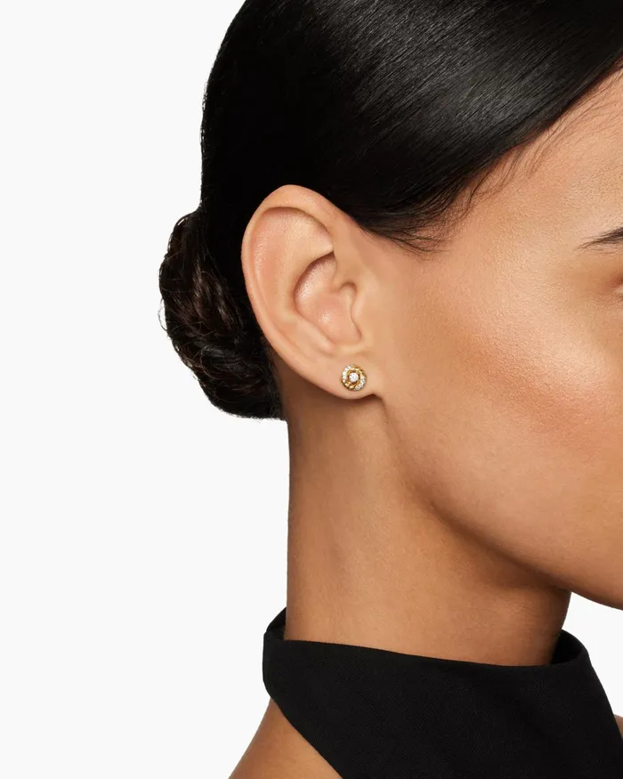 Petite Infinity Stud Earrings In 18K Yellow Gold With Diamonds 78mm Women David Yurman Stud Petite Infinity Stud Earrings In 18K Yellow Gold With Diamonds 78mm Women David Yurman Stud