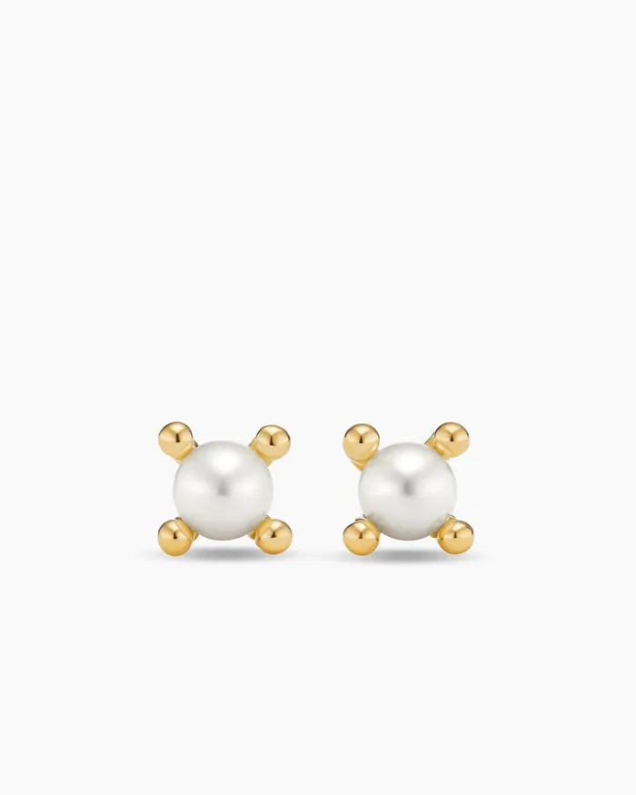 Petite Modern Renaissance Pearl Stud Earrings In 18K Yellow Gold 55mm Women David Yurman Stud Petite Modern Renaissance Pearl Stud Earrings In 18K Yellow Gold 55mm Women David Yurman Stud