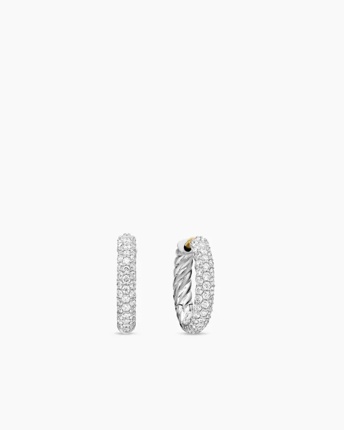 Petite Pav Huggie Hoop Earrings In Sterling Silver With Diamonds 14mm Women David Yurman Hoop Petite Pav Huggie Hoop Earrings In Sterling Silver With Diamonds 14mm Women David Yurman Hoop
