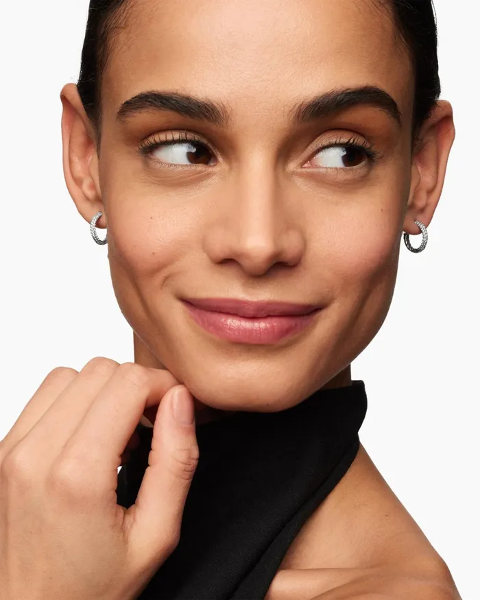 Petite Pav Huggie Hoop Earrings In Sterling Silver With Diamonds 14mm Women David Yurman Hoop Petite Pav Huggie Hoop Earrings In Sterling Silver With Diamonds 14mm Women David Yurman Hoop