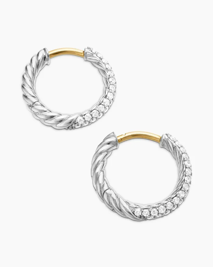 Petite Pav Huggie Hoop Earrings In Sterling Silver With Diamonds 14mm Women David Yurman Hoop Petite Pav Huggie Hoop Earrings In Sterling Silver With Diamonds 14mm Women David Yurman Hoop