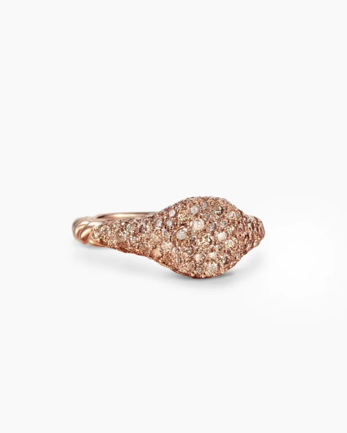 Petite Pav Pinky Ring In 18K Rose Gold With Diamonds 7mm Women David Yurman Pinky Petite Pav Pinky Ring In 18K Rose Gold With Diamonds 7mm Women David Yurman Pinky