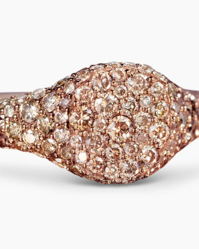 Petite Pav Pinky Ring In 18K Rose Gold With Diamonds 7mm Women David Yurman Pinky Petite Pav Pinky Ring In 18K Rose Gold With Diamonds 7mm Women David Yurman Pinky