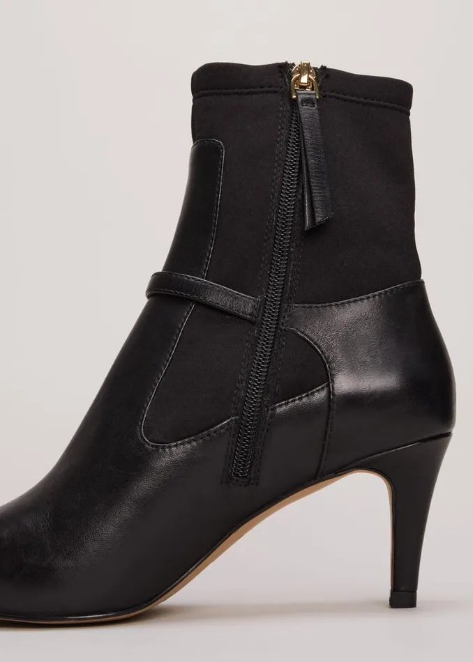 Phase Eight Boots Leather Buckle Detail Sock Boots Black 8211 Women