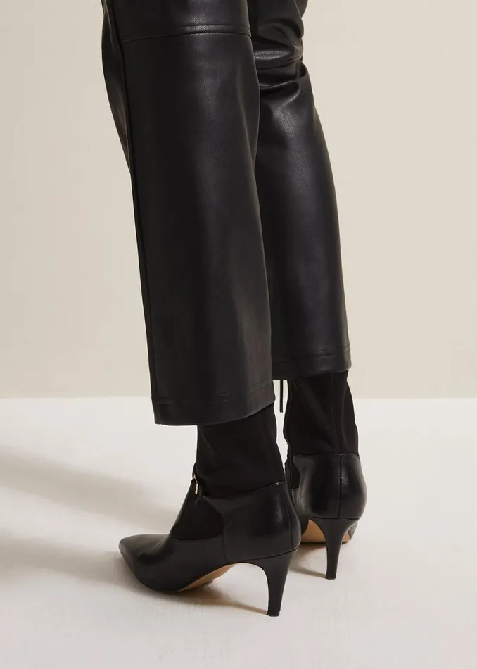 Phase Eight Boots Leather Buckle Detail Sock Boots Black 8211 Women