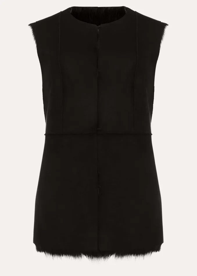 Phase Eight Coats Ella Longline Reversible Faux Fur Gilet Black 8211 Women