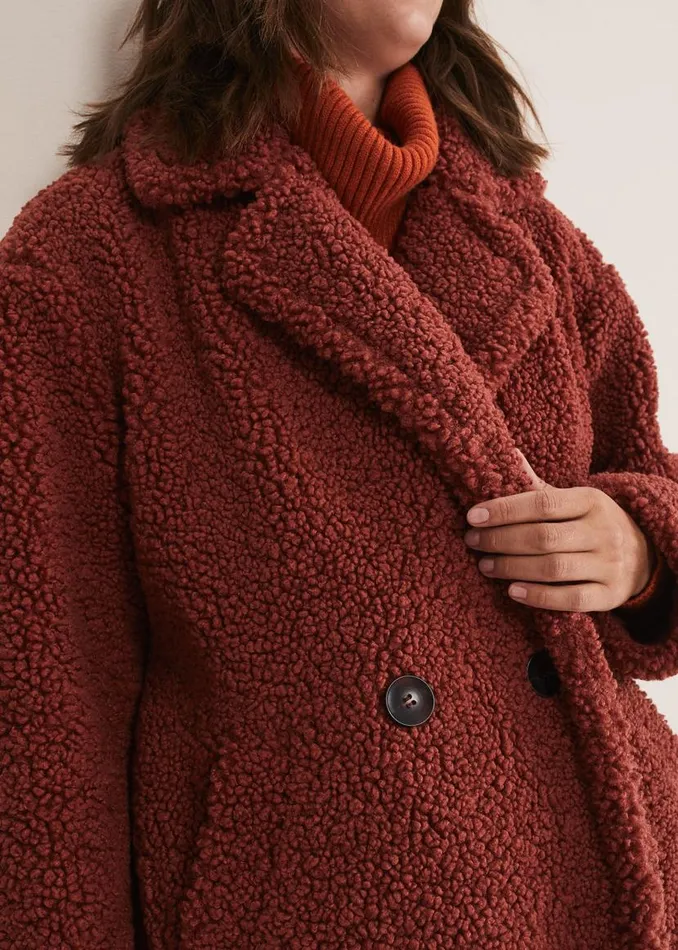 Phase Eight Coats Libbie Longline Teddy Coat Rust 8211 Women