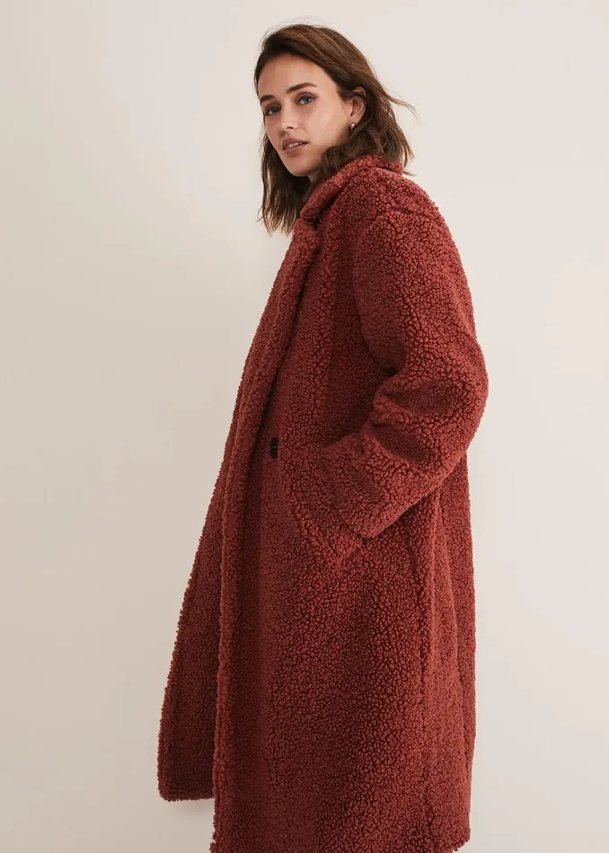 Phase Eight Coats Libbie Longline Teddy Coat Rust 8211 Women