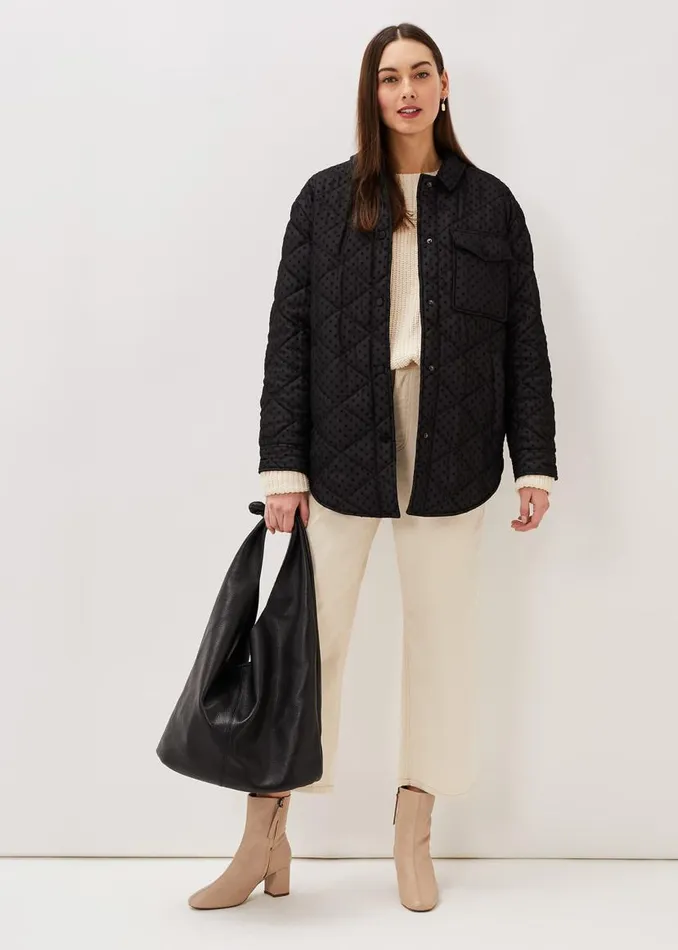 Phase Eight Coats Lola Quilted Polka Dot Coat Black 8211 Women