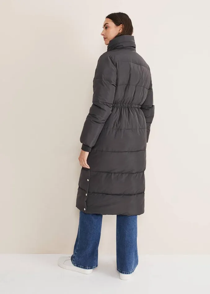 Phase Eight Coats Rae Asymetric Long Puffer Charcoal 8211 Women