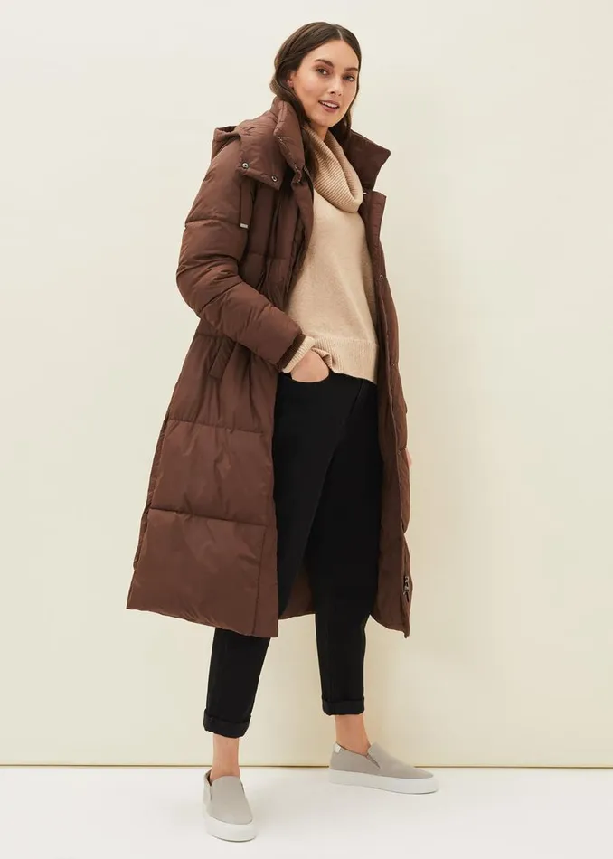 Phase Eight Coats Shona Midi Quilted Puffer Coat Truffle 8211 Women