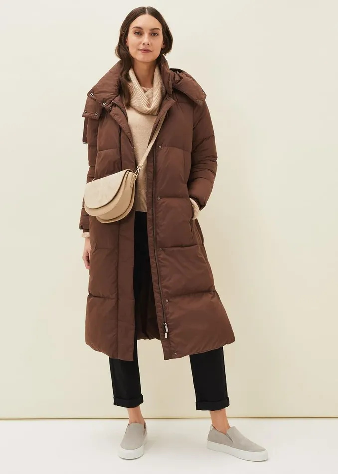 Phase Eight Coats Shona Midi Quilted Puffer Coat Truffle 8211 Women
