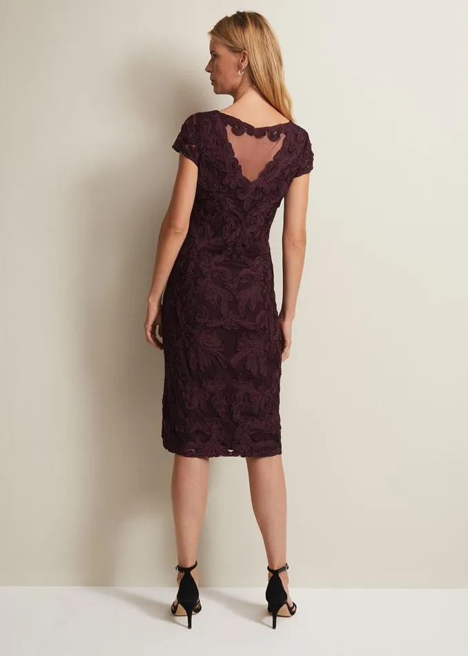 Phase Eight Dresses Agatha Berry Tapework Midi Dress Berry 8211 Women