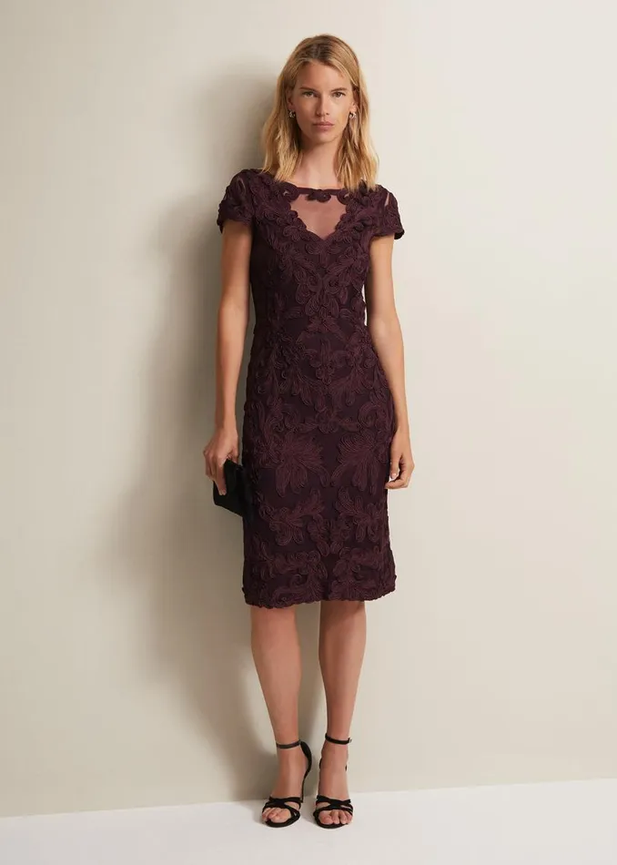 Phase Eight Dresses Agatha Berry Tapework Midi Dress Berry 8211 Women