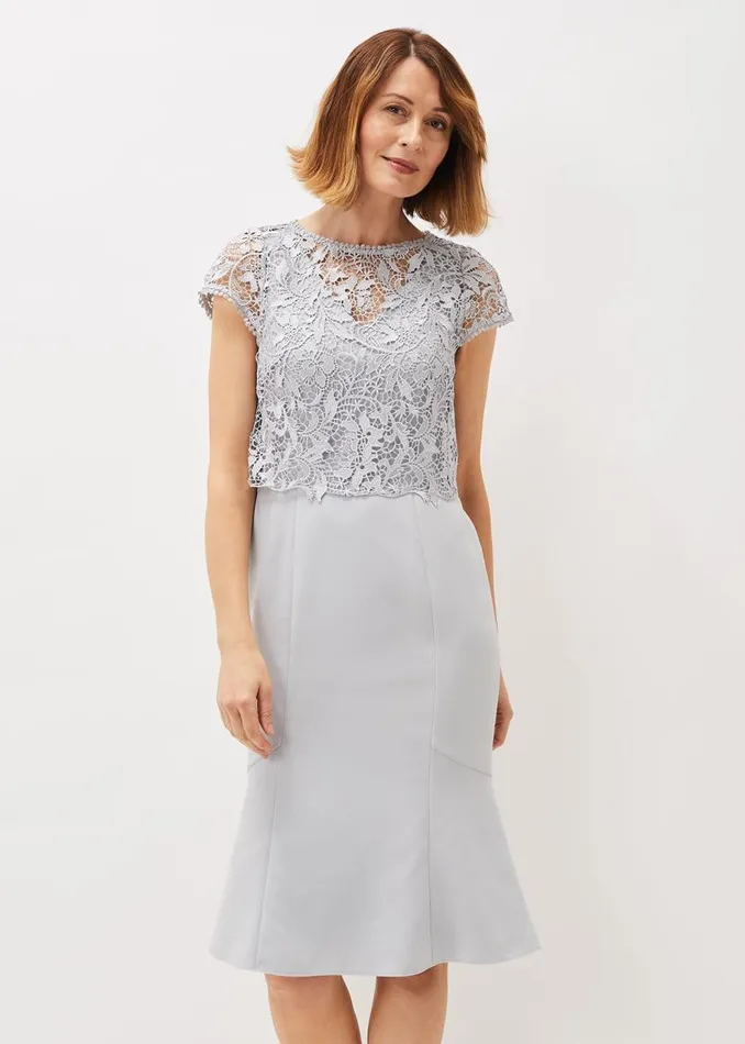 Phase Eight Dresses Alisha Double Layer Lace Peplum Dress Mineral 8211 Women Phase Eight Dresses Alisha Double Layer Lace Peplum Dress Mineral 8211 Women