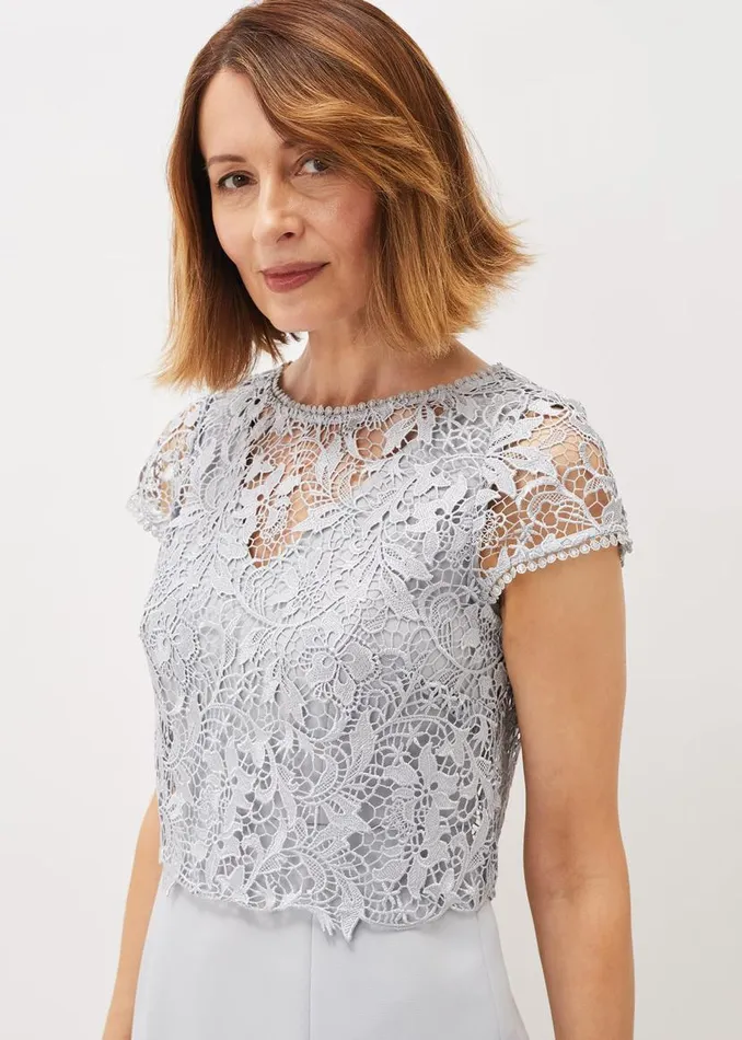 Phase Eight Dresses Alisha Double Layer Lace Peplum Dress Mineral 8211 Women Phase Eight Dresses Alisha Double Layer Lace Peplum Dress Mineral 8211 Women