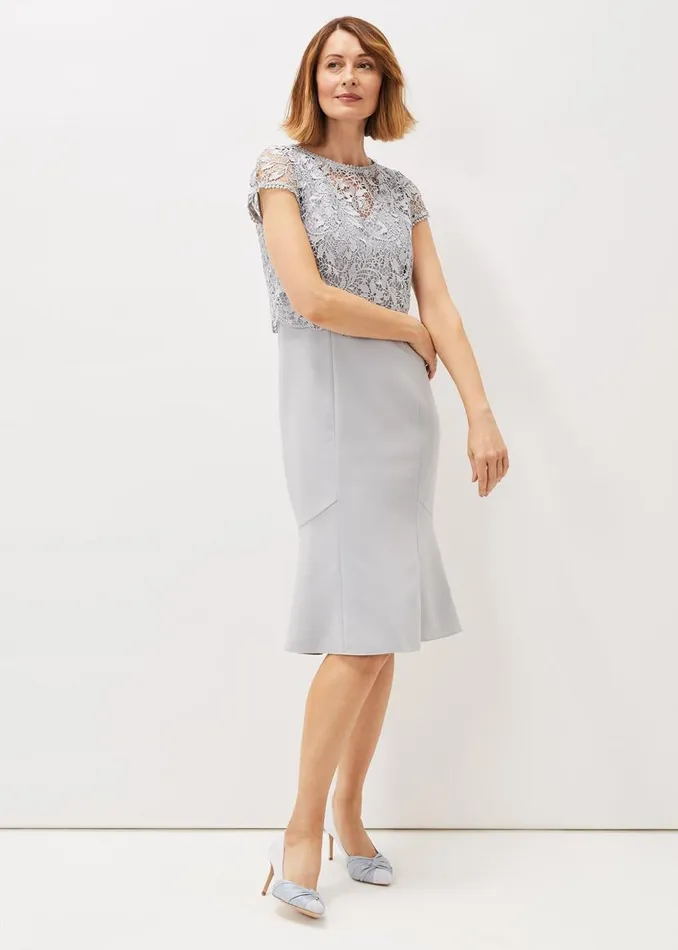 Phase Eight Dresses Alisha Double Layer Lace Peplum Dress Mineral 8211 Women Phase Eight Dresses Alisha Double Layer Lace Peplum Dress Mineral 8211 Women