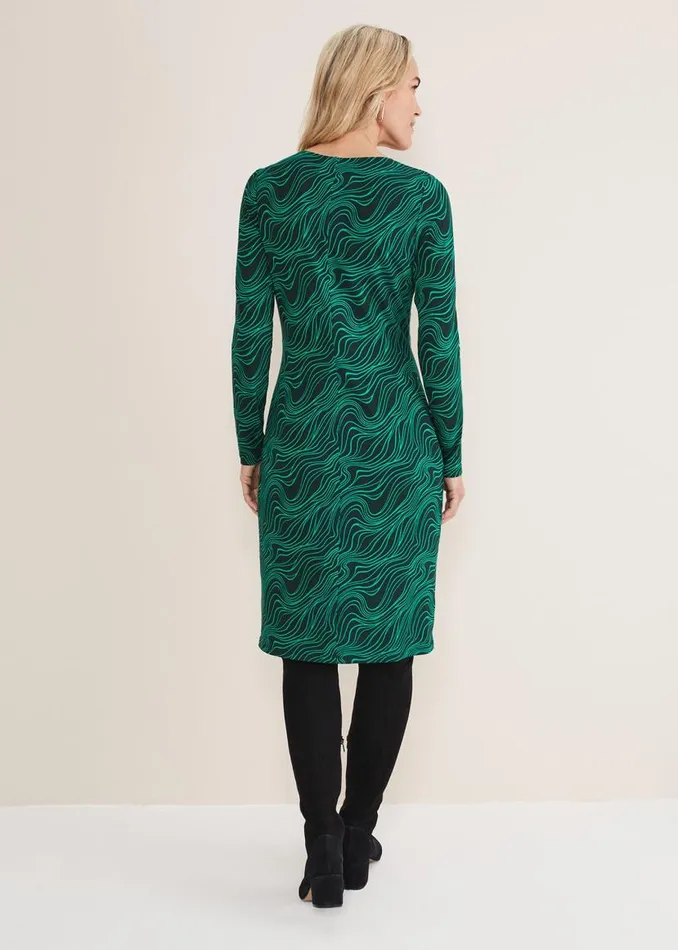 Phase Eight Dresses Ally Swirl Midi Dress Greenblack 8211 Women