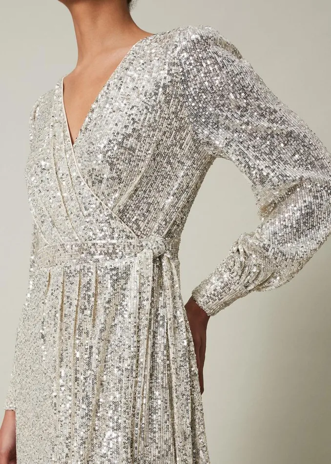 Phase Eight Dresses Amily Sequin Maxi Dress Silver 8211 Women