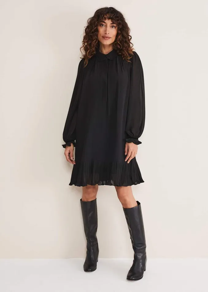 Phase Eight Dresses April Pleat Dress Black 8211 Women