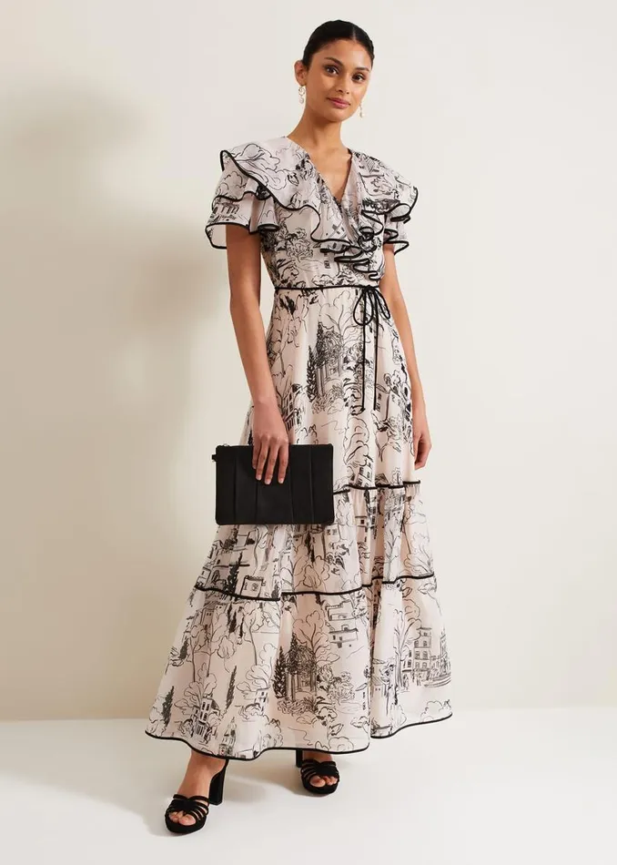 Phase Eight Dresses Arlette Sketch Print Maxi Dress Blackivory 8211 Women