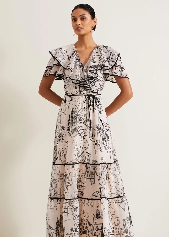 Phase Eight Dresses Arlette Sketch Print Maxi Dress Blackivory 8211 Women