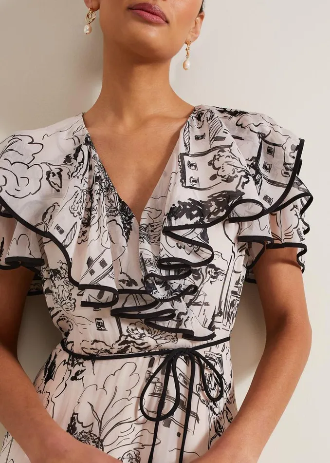 Phase Eight Dresses Arlette Sketch Print Maxi Dress Blackivory 8211 Women