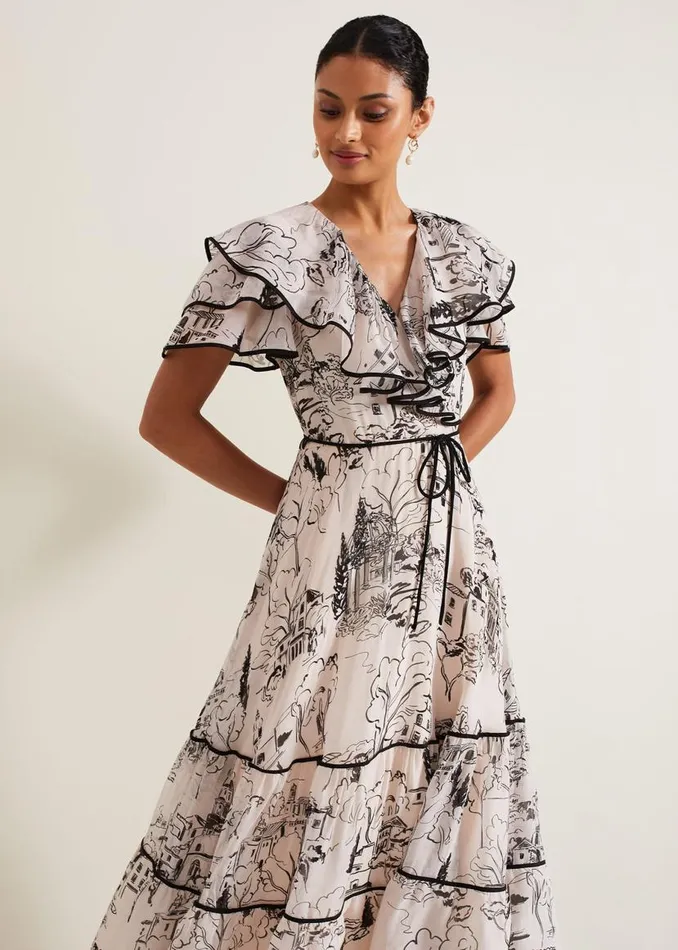 Phase Eight Dresses Arlette Sketch Print Maxi Dress Blackivory 8211 Women