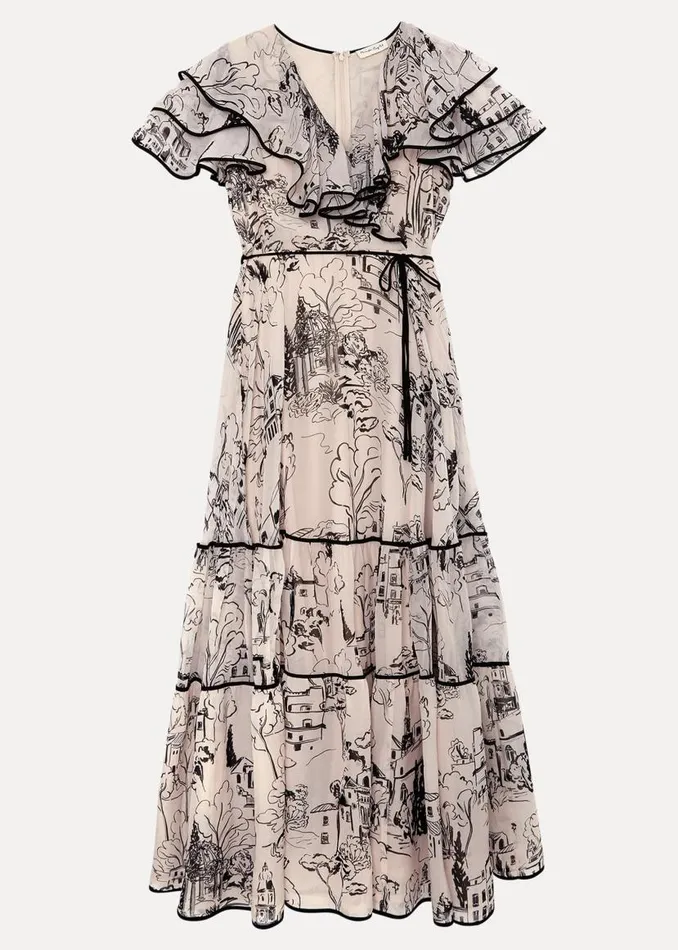 Phase Eight Dresses Arlette Sketch Print Maxi Dress Blackivory 8211 Women