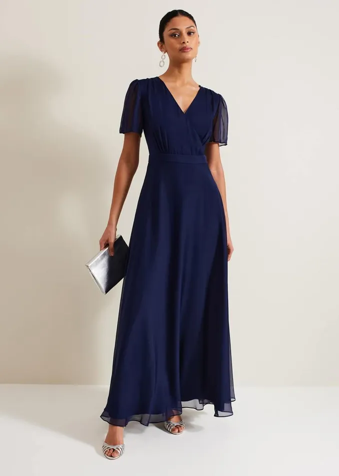 Phase Eight Dresses Arwen Silk Maxi Dress Navy 8211 Women