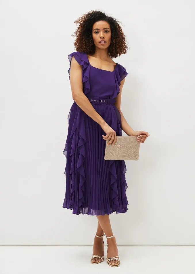 Phase Eight Dresses Bailey Pleated Dress Violet 8211 Women
