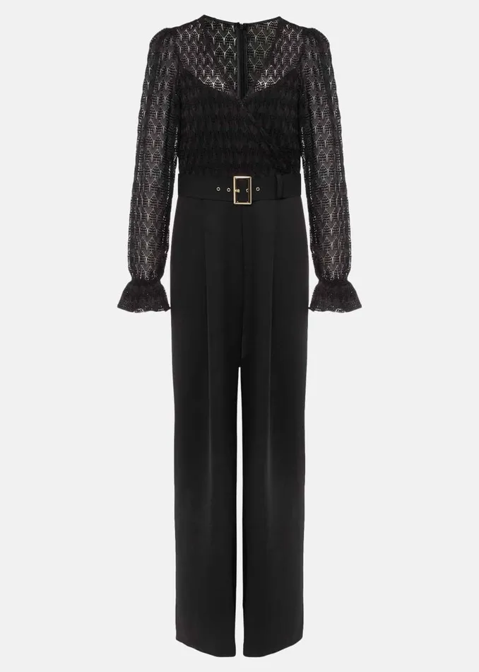 Phase Eight Dresses Carly Lace Long Sleeve Jumpsuit Black 8211 Women